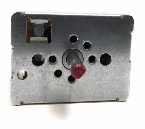 Front view of OEM Replacement Range Switch 316436001 for oven and cooktop on off control with metal casing and red switch knob.