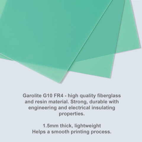 Three Pack Garolite G10 FR4 Build Surface Sheets For 3D Printers, 235x235mm Each, 1.5mm Thick, jade green, flat view