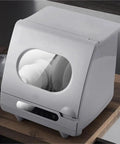 Beat The Dirty Dish Rut With This Slick Portable Dishwasher, Smart Mini Countertop Automatic Model In Stainless Steel, Quick Setup Saves Counter Space And Scrubs Dishes Spotless Every Single Day, countertop washer with clear window.