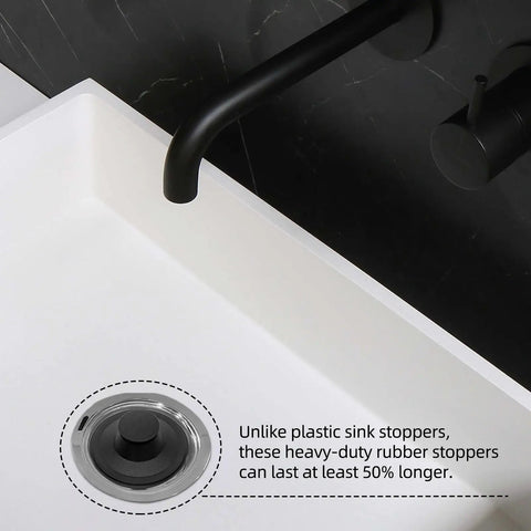 2 Pack Black Rubber Garbage Disposal Sink Stopper Replacement For 3.5 Inch Drains, exact fit in white sink with faucet