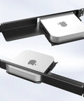 Slick 1U Rack Mount Bracket For Mac Mini Featuring Integrated Hinges And Dual Pivot Arms For No Sweat Hook Up Inside 19 Inch Server Network Cabinets With Rock Solid Stability, displaying Mac Mini in a steel bracket.