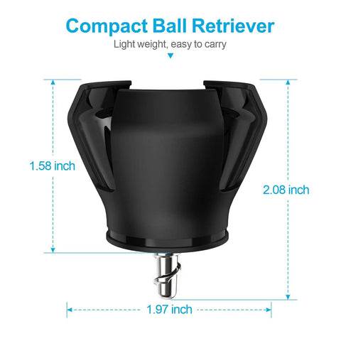 4 Pack Golf Ball Retriever Durable Grabber And Picker For All Kinds Of Putter Handles with dimensions and black finish