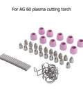 Gorgeous Glossy Plasma Cutter Torch Consumables Set For Ag60 Electrode And Nozzle With Protective Cups And Holder Rings, detailed view of components.