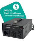 3000 Watt Voltage Converter Transformer For Travel And Home, Converts 110V To 220V And 220V To 110V, Step Up/Down shown