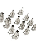 Heat Proof Nozzles Kit For 850 Hot Air Soldering Station 12 Piece Set With Round And Square Tips Displayed On White Background
