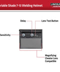 No Rules No Limits Auto Darkening Welding Helmet With Grind Mode And Shade 7 To 13 control panel close-up