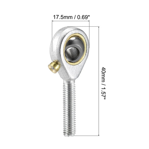 Left Hand Rod End Bearings 3/16 Inch Bore Pre Lubricated With 10-32 Male Thread, 2 Pack, Spherical Rod End For 10 Degree Misalignment, 3.4KN Dynamic Load Capacity, 45 Steel Body, 17.5mm x 40mm