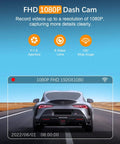 FHD 1080P Car Dash Cam With Night Vision 150 Degree Wide Angle 6G Lens WDR display with car on road