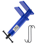 Orion Motor Tech blue brake pad spreader with two hanger hooks, angled view.
