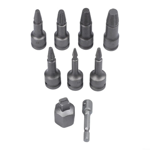 Top Shelf Broken Screw Extractor Set With Hex Socket Removal Tools For Stripped Bolts And Damaged Fasteners Perfect Auto Repair Kit In Metal Case Tough As Nails, 7 steel extractors and adapter