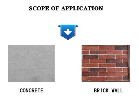 Image showing concrete and brick wall surfaces for Heavy Duty Lag Bolt Kit For Mounting TV Bracket Into Wood Or Concrete Walls With Concrete Anchors And Drill Bits Includes 4 Lag Screws, 4 Concrete Anchors, 4 Washers And 2 Alloy Steel Drill Bits For Secure Installation application.