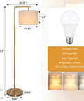 3 Color Temperature Gold Floor Lamp Dope Sleek Mid Century Modern Brass Standing Lamp With Hanging Drum Shade and LED Bulb Specs