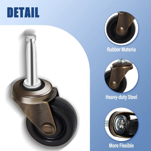 Detail view of Antique Style Furniture Casters Set Of Four With One And Five Eighths Inch Stem And Three Quarter Inch Socket
