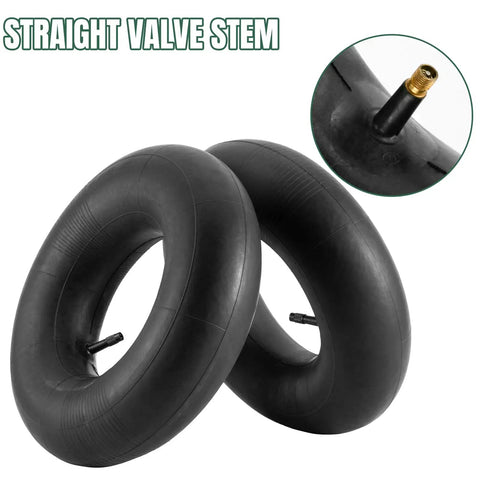 13x5.00-6 Inner Tubes With Straight Valve Stem Two Pack Heavy Duty 5.00-6 Replacement Tire Tubes; close-up of valve stem.