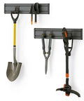Wall Mounted Storage Track System For Garage And Workshop Includes Two 28 Inch PVC Panels And Five Hooks Heavy Duty Support Up To 150 Lbs Per Panel Flexible Modular Organization showing tools