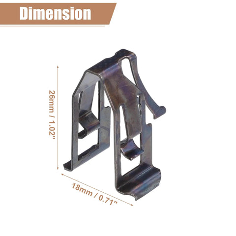Close-up of the 2 Pack Black Iron Sun Visor Cap Clip Retainer Part Number 74336 52010 with dimensions for Toyota and Lexus.