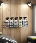 Wall Mount Spray Bottle Rack For Up To Five 32 Oz Bottles, Tough As Nails Heavy Duty Steel Holder For Cleaning, Chemicals Or Detailing Bottles