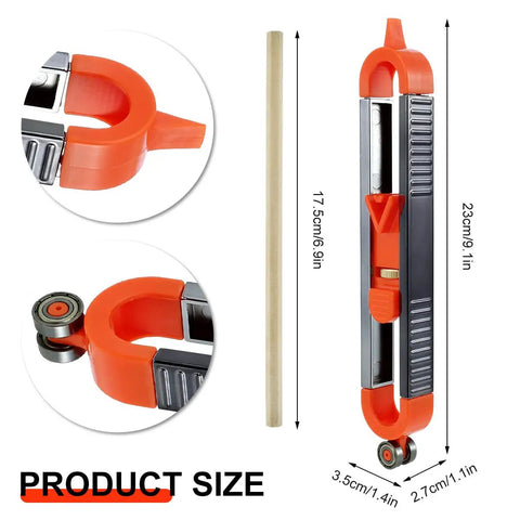 Killer Precision Metal Contour Gauge Scribe Tool With A Tight Lock Mechanism And Twin Pencils For Dead Fast Tracing Of Irregular Outlines On Woodwork and Tiling Projects, with measurements.