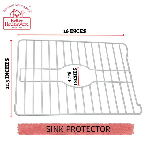 Heavy Duty Kitchen Sink Protector Grid 16 x 12.3 x 1 Inches White With Rust Resistant Coating Shields Sink Base From Scratches And Dents