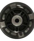 Lit 76mm LED Inline Skate Wheels With Bearings 2 Pack Self Powered Night Glow Casters For Skates No Batteries Needed Includes 4 Bearings 3 LEDs Per Wheel Long Lasting Bright Illumination showing single wheel detail