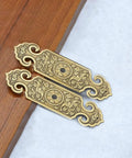 Two Pack Vintage Style Embossed Brass Drawer Pulls for Wardrobe Bookcase and Double Doors in Antique Bronze Finish