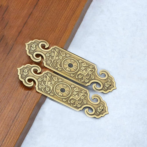 Two Pack Vintage Style Embossed Brass Drawer Pulls for Wardrobe Bookcase and Double Doors in Antique Bronze Finish