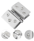 FOYTOKI glass door hinge, stainless steel, double-sided, front view, for display cabinets, 2 pcs