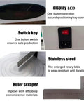 Automatic Electric Cream Spreader For Cake Decorating And Frosting Smoothing features LCD display, stainless steel table, and switch key.