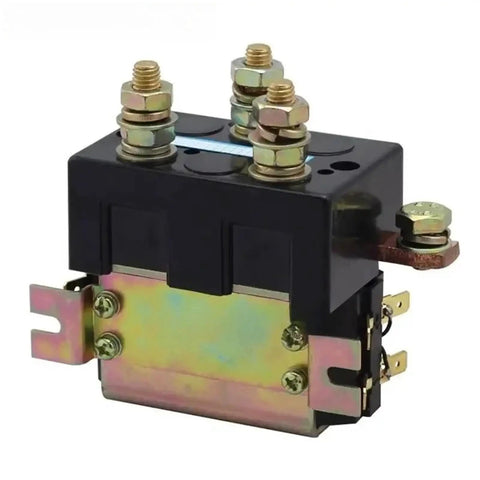 Heavy Duty DC Contactor Relay 12 To 60 Volt Switch For Electric Vehicles And Reverse Motors Featuring 24V Coil Voltage with connectors.