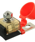 100 Amp MRBF Terminal Block Fuse Holder With Single Stud 5/16 Inch M8 Waterproof Dustproof Battery Fuse Block for Vehicles and Boats Up To 58V DC Heavy Duty High Current Safety Accessory, red cap on 100A 58V fuse