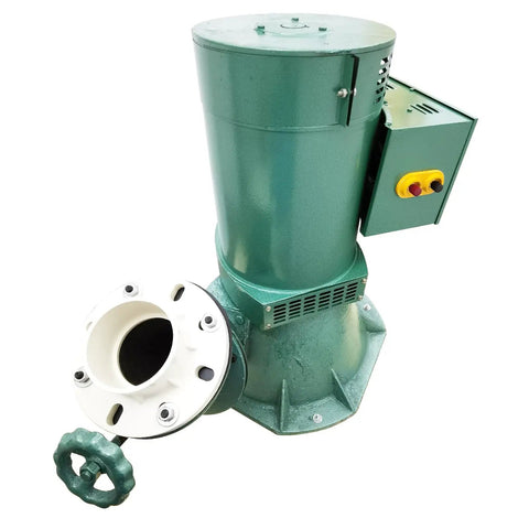 Rugged 10KW Hydroelectric Generator 220V 60Hz Single Phase Water Powered Turbine With Automatic Voltage Regulation And Leakage Protection Outdoor Ready shown in green metal casing with control panel.