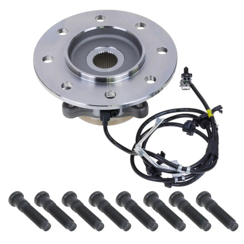 Front Left Wheel Bearing And Hub Assembly Direct Fit For 1998 To 1999 Dodge Ram 3500 with six bolts and wiring harness.