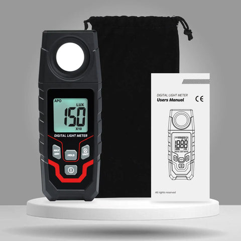 High Accuracy Handheld Light Meter With Lux And FC Switchable Units Measures 0.1 To 200000 Lux And 0.01 To 20000 FC LCD Backlit Display Ideal For Indoor Outdoor Film Photography And Lighting Setup, with pouch and manual