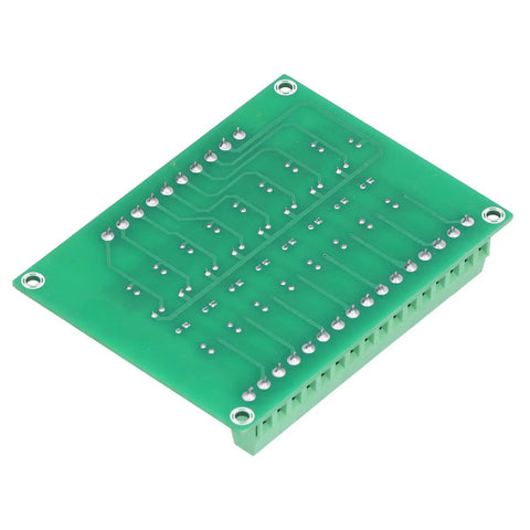Green Eight Channel Optical Isolation Module For 24V To 5V Level Conversion With NPN Output PLC Signal Converter Board, angled top view.