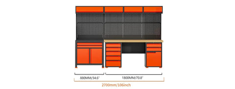 Heavy Duty Rolling Tool Cabinet With Consumables Parts Divider Cabinet For Workshop, Industrial Steel Storage Cart With Locking Doors, Rust Proof Finish, Scratch Resistant Surface And Easy Glide Wheels, 2700mm wide