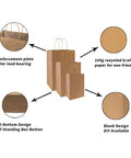 90 Pack Brown Kraft Paper Bags With Handles Bulk Assorted Sizes Small Medium Large featuring eco-friendly features and design elements