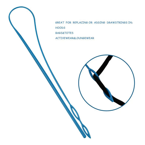 Blue Flexible Drawstring Threader Tool 23 Inch Easy Threading Replacement For Jackets Swim Trunks Pants Sweatpants Shorts
