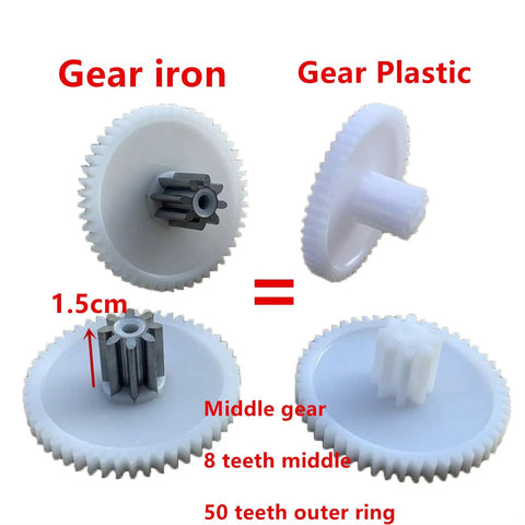 Kids Ride On Toy Car 390 Gearbox Gear Set with WW-3 WW-4 Gears, showing 44T large gear, 8T middle gear, and 50T outer ring