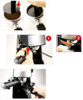 Preparing coffee grounds in Top Shelf Espresso Coffee Machine With Quick Steam Milk Frother For Creamy Cappuccinos And Bold Lattes.