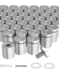 50 Pack Stainless Steel Standoff Screws, One Inch Diameter By One Inch Length, Silver Mounting Hardware For Acrylic Signs And Panels