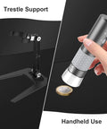 4K Wireless Digital Microscope With WiFi Camera, Hands Free Metal Stand, Live View Zoom In, High Detail Magnifier For iPhone Android And PC, All In One Tool For DIY Projects, Jewelry, Electronics, Education And Lab Work with metal stand and handheld view