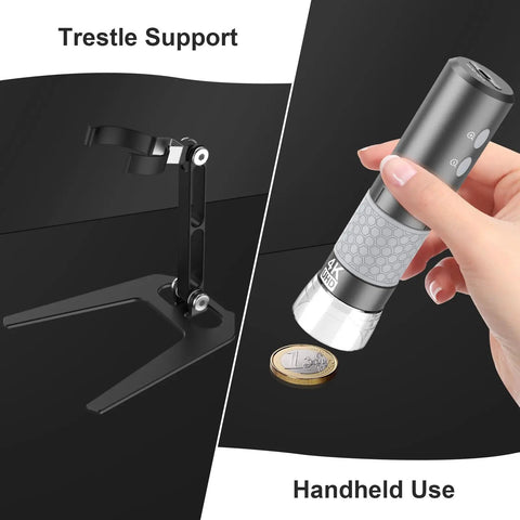 4K Wireless Digital Microscope With WiFi Camera, Hands Free Metal Stand, Live View Zoom In, High Detail Magnifier For iPhone Android And PC, All In One Tool For DIY Projects, Jewelry, Electronics, Education And Lab Work with metal stand and handheld view