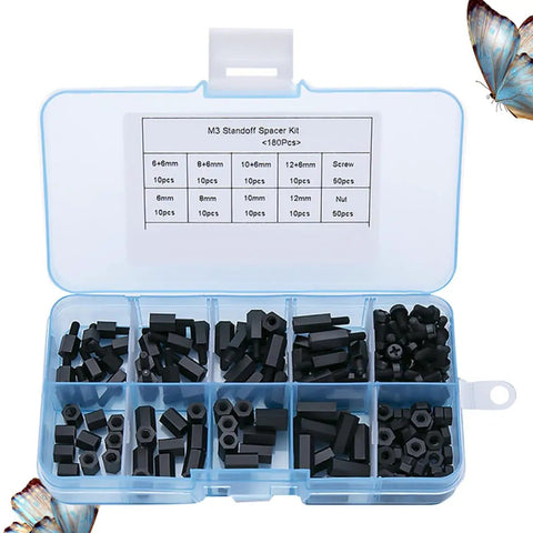 180 Piece Nylon Spacer Screw Standoff Kit With Plastic Storage Box For Diy Electronics Prototyping Anticorrosive Motherboard Spacers And Hex Spacers For Precise Durable Hardware Gear, open organizer