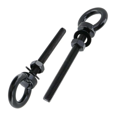 Beefy Four Pack M10 Stainless Steel Eye Bolts 100mm Long With Washers And Hex Nuts Heavy Duty Eyebolts For Lifting Rigging And Securing Cables Black