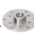 6 Inch Wood Lathe Face Plate Alloy Steel Built Tough For 1-1/4 X 8 TPI Spindle, heavy duty chuck mount, durable, top view.