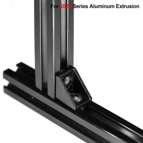 32Pcs Black Corner Brackets For 2020 Aluminum Extrusion, 20x17 Angle Brackets With 6mm TSlot, Rust Resistant Zinc Alloy, Installed View
