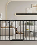 Extra Wide Baby Gate 62 To 67 Inch Walk Through Pressure Mounted No Drill Doorway Gate 30 Inch Tall Tension Gate in modern living room