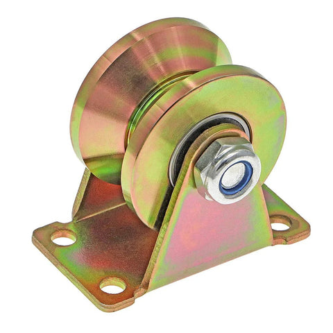 2 Inch V-Groove Wheel Sliding Gate Caster Set For Inverted V-Track And Rolling Gates, Heavy Duty Rigid Roller, Galvanized Bracket