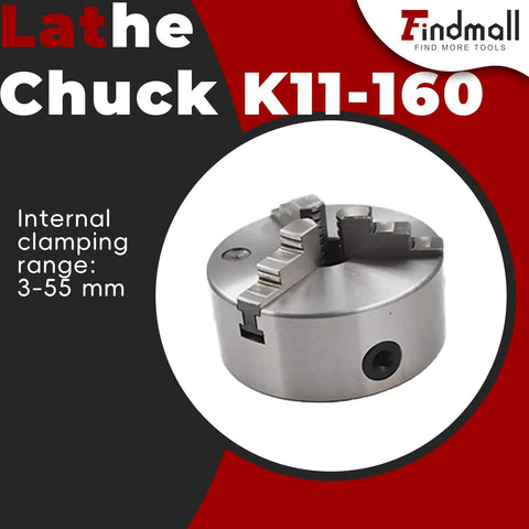 6 Inch Lathe Chuck 160mm CNC 3-Jaw Self-Centering Lathe Chuck With Internal And External Jaw Sets, Cast Iron Body, K11-160
