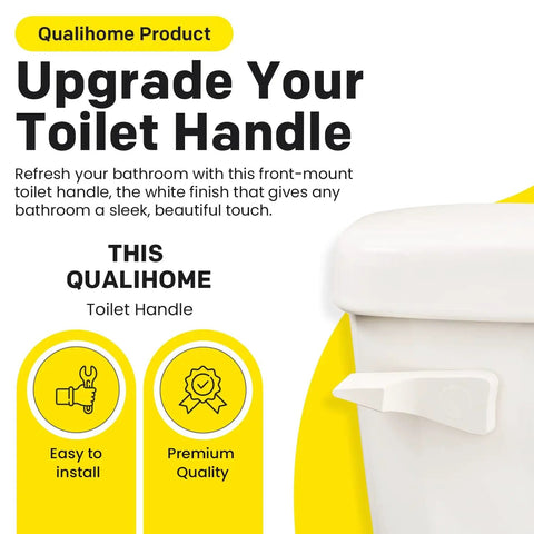 Toilet Tank Flush Lever Replacement Fits American Standard White Straight Arm Chrome Finish Durable Plastic